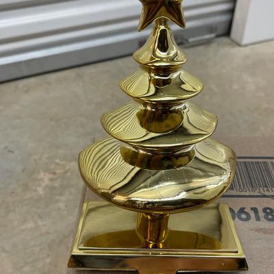 Vintage Heavy Brass Christmas Tree Stocking Holder