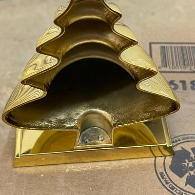 Vintage Heavy Brass Christmas Tree Stocking Holder