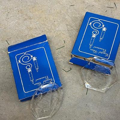 Vintage Henco Holiday Set of Two Crystal Clear Ornaments