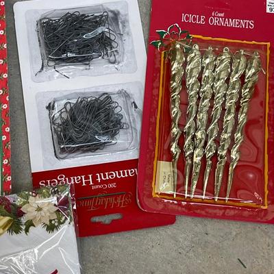 Misc. Christmas Lot - Cards - Ornaments - Ribbon - Hangers