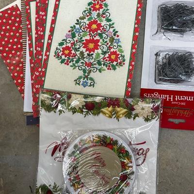 Misc. Christmas Lot - Cards - Ornaments - Ribbon - Hangers