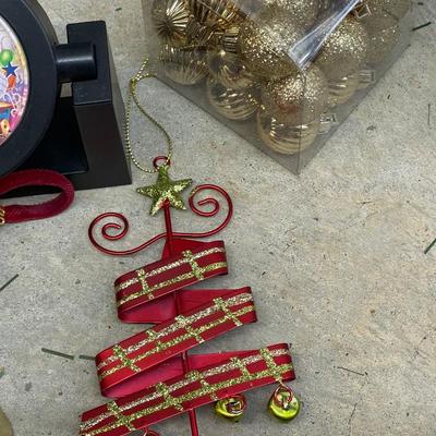 Misc. Christmas Lot - Clock - Ornaments - Brass Bell