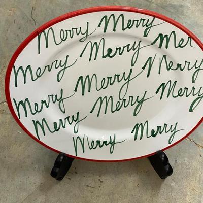 Vintage Vietri Italy Christmas Plate with Stand