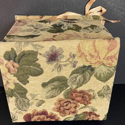 Vintage Embroidered Christmas Card Storage Box