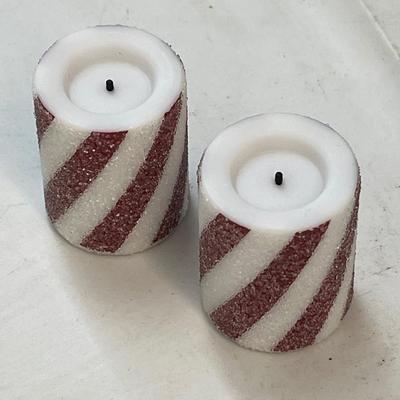 Set of 6 LED Flameless Candles - Candy Cane Ones are Mini
