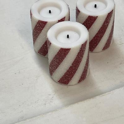 Set of 6 LED Flameless Candles - Candy Cane Ones are Mini
