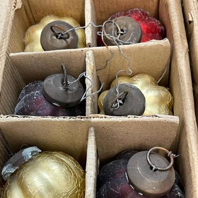 Set of 11 Small Hand Blown Christmas Ornaments