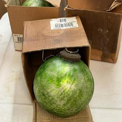 Large Hand Blown Christmas Ornament - Green