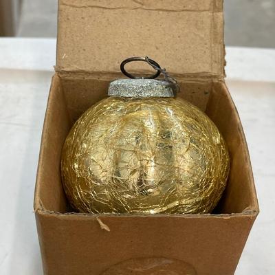 Medium Hand Blown Ornament - Gold