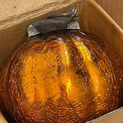 Medium Hand Blown Ornament - Orange
