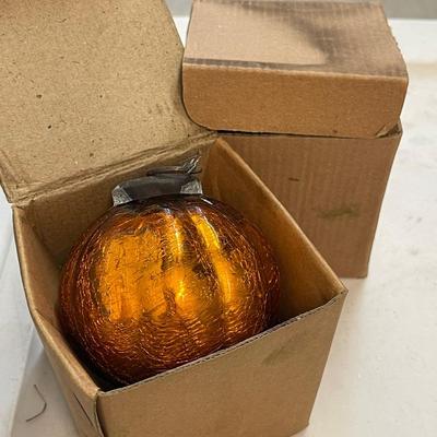 Medium Hand Blown Ornament - Orange