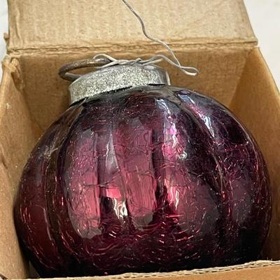 Medium Hand Blown Ornament - Purple