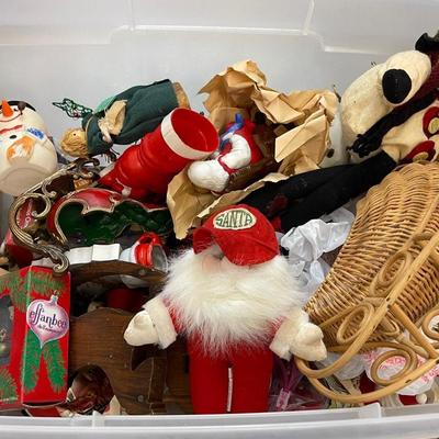 Large Tub of Vintage Ornaments and Decorations