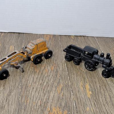 Vintage Die Cast Metal Road Grader and Coal Train
