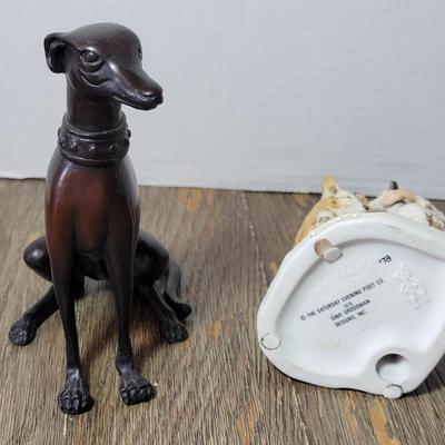 Whippet sitting Dog + Norman Rockwell Friends in Need