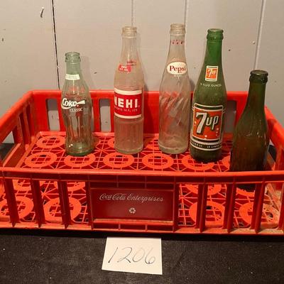 Vintage Pop Bottles and Crate