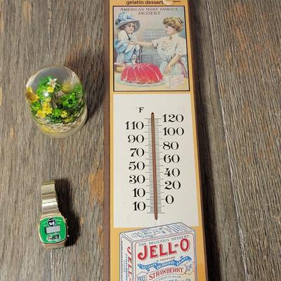 Jell-O Thermometer, John Deere Watch & Resin Plant