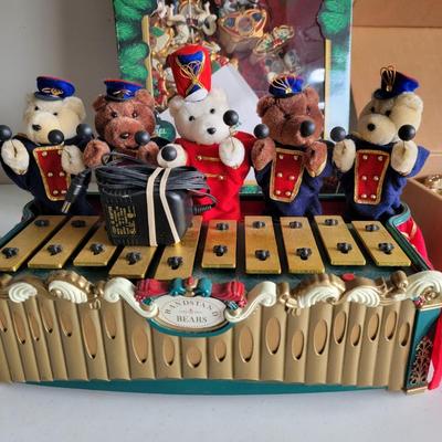Mr. Christmas 2 sets of Carousel  Musical Tree Ornaments & Bandstand Bears