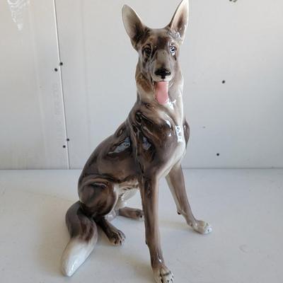 Vintage Wein Keramos Austria Ceramic German Shepard Large Dog Figurine 15"