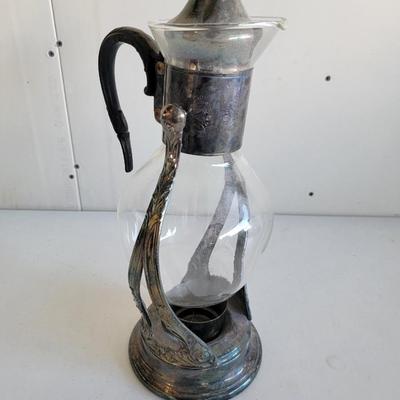 Vintage Silver Corningware Tipping Tea Carafe