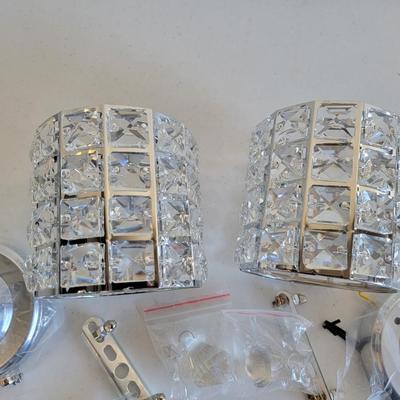 2 Clear Crystal Wall Lights
