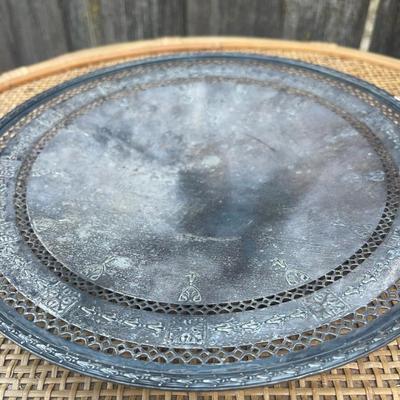 Vintage 4 piece platter and plate lot may be sterling untested