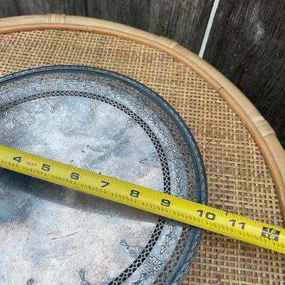 Vintage 4 piece platter and plate lot may be sterling untested