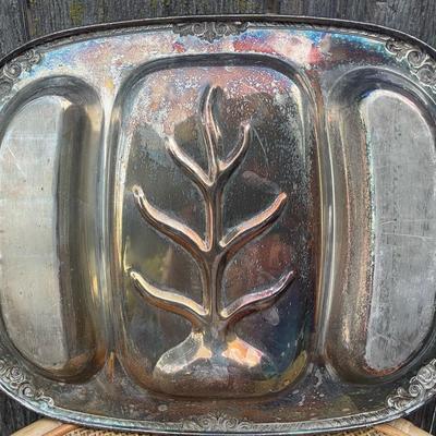 Vintage 4 piece platter and plate lot may be sterling untested