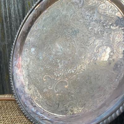 Vintage 4 piece platter and plate lot may be sterling untested