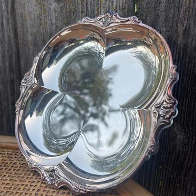 Vintage 4 piece platter and plate lot may be sterling untested