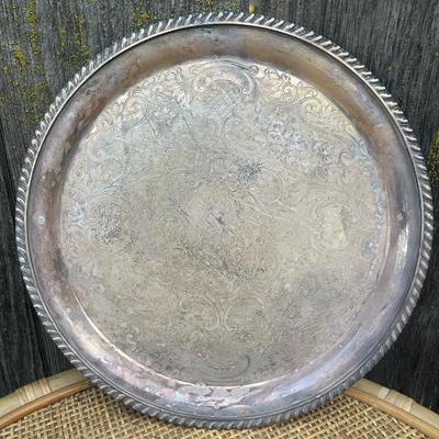 Vintage 4 piece platter and plate lot may be sterling untested