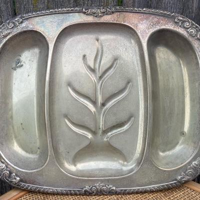 Vintage 4 piece platter and plate lot may be sterling untested