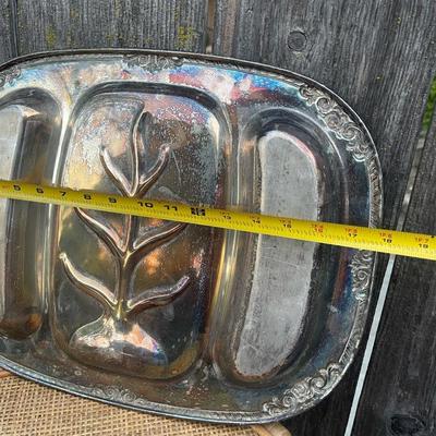 Vintage 4 piece platter and plate lot may be sterling untested