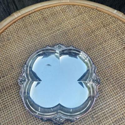 Vintage 4 piece platter and plate lot may be sterling untested