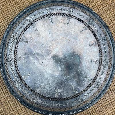 Vintage 4 piece platter and plate lot may be sterling untested