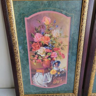 2 Vintage Pictures Floral Art