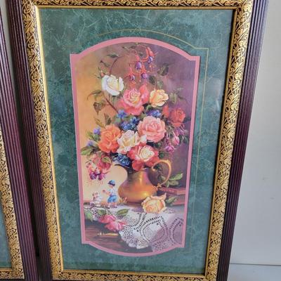 2 Vintage Pictures Floral Art