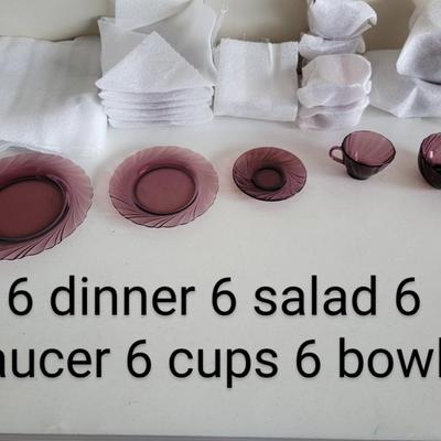Amethyst Rocco Duralex Swirl 36 piece set
