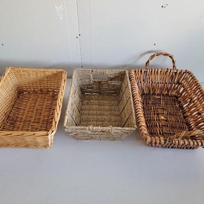 3 Sturdy Wicker Baskets Medium
