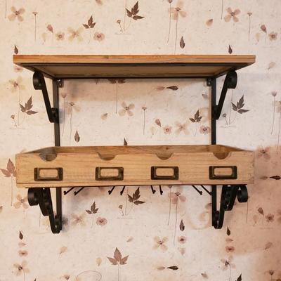 Wood and Metal Hanging Wine Rack (D-KD)