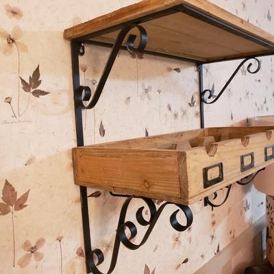 Wood and Metal Hanging Wine Rack (D-KD)