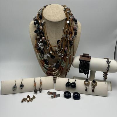 Earthy Beaded Necklaces, Bracelets & Earrings (B1-MG)