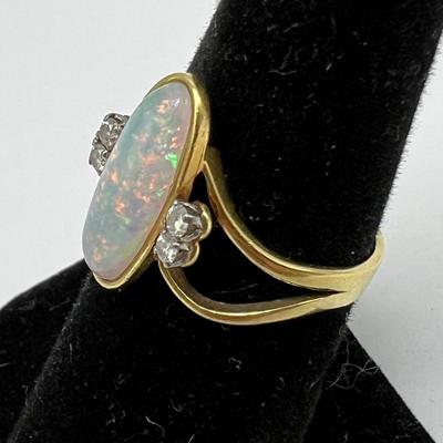 18k Opal Ring & 14k Opal Earrings (B1-MG)