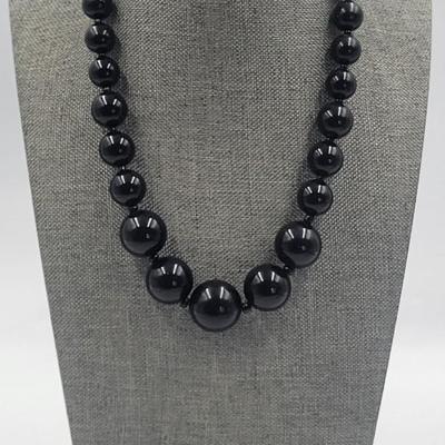 Black Graduated Beaded Necklace