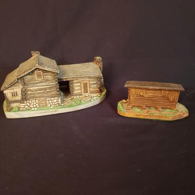 Cades Cove Series Sculptures: Elijah Oliver Cabin & Corncrib by Leo Preisler (D-KD)