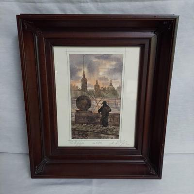 Framed Pencil Signed Watercolor (BR1-BBL)
