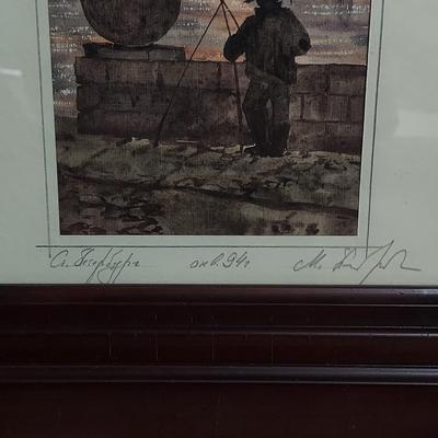 Framed Pencil Signed Watercolor (BR1-BBL)