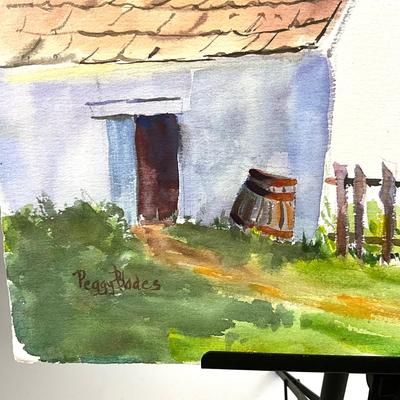 503 Original Watercolor of Barn Scene by Peggy blades