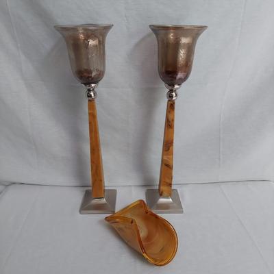 Murano Glass Dish and Candle Holders (BR1-BBL)