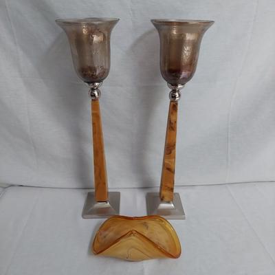 Murano Glass Dish and Candle Holders (BR1-BBL)